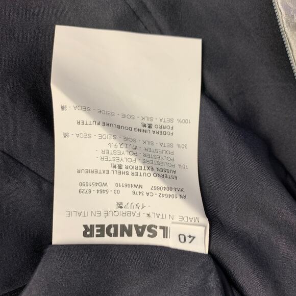 JIL SANDER Size 10 Grey Silver Polyester Silk Embossed A-Line Dress - Picture 6 of 7